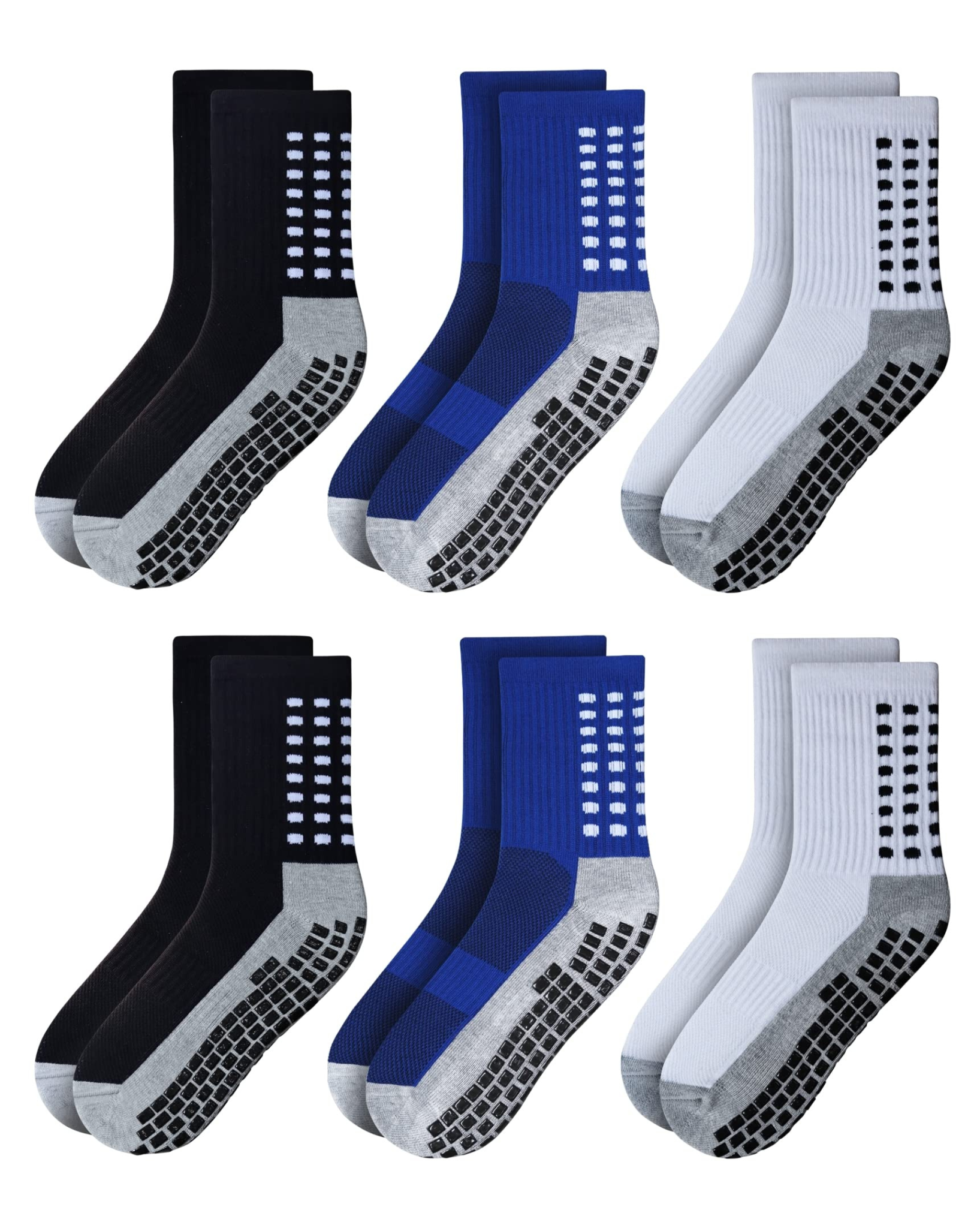 RATIVE Anti Slip Non Skid Slipper Hospital Crew Socks with grips for Adults Men Women (6 pairs-multi)