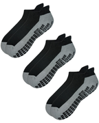 RATIVE Anti Slip Non Skid Ankle and Crew Socks with Grippers for Men Women (3-Pairs/Black)