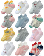 RATIVE Ankle Anti Slip Non Skid Organic Cotton Socks with Grips Grippers (12-Pairs/AG-200)