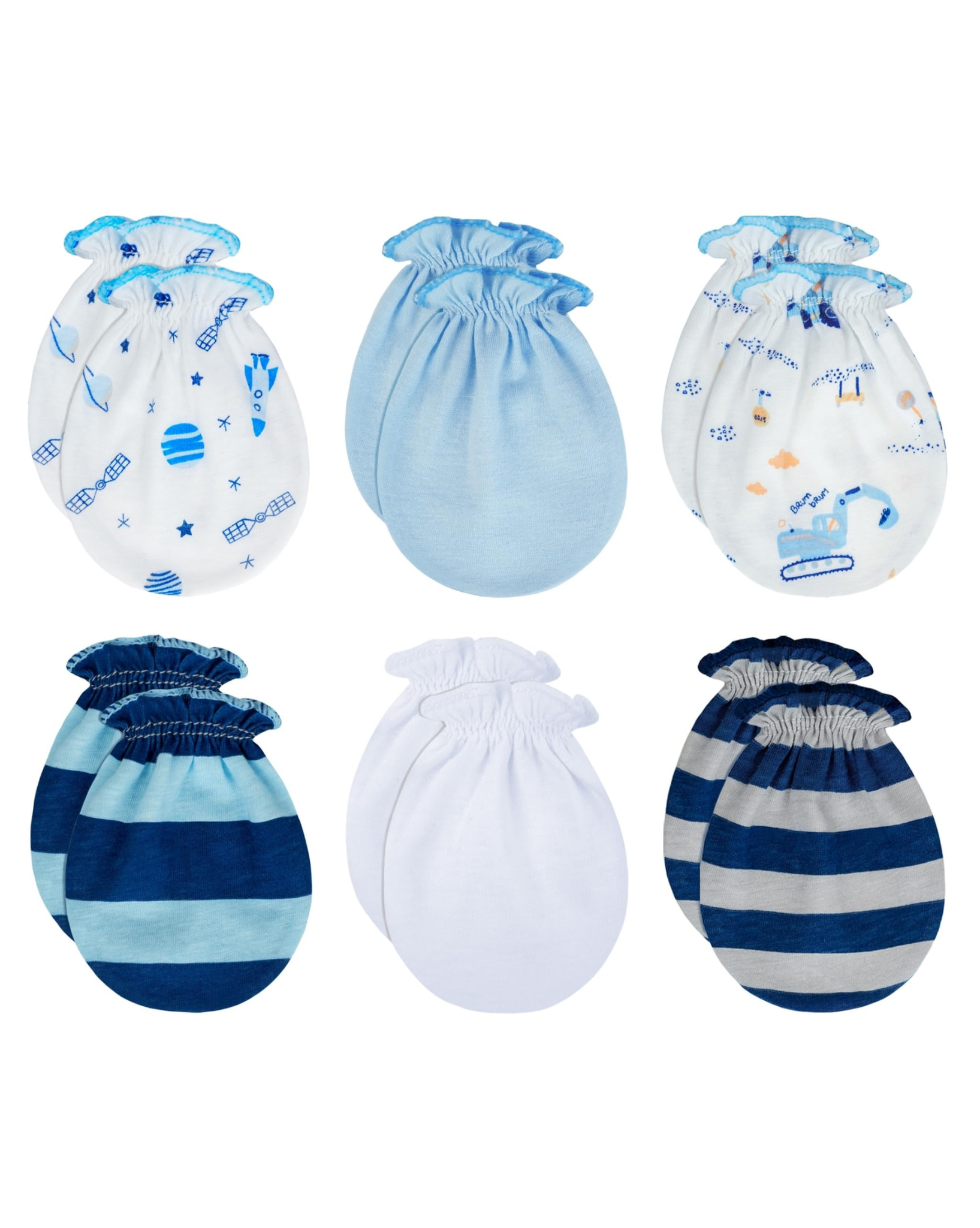 RATIVE Baby Mittens Newborn No Scratch Gloves, Organic Cotton Infant Mittens 0-6 Months, Soft Baby Gloves for Newborn Boy & Girl (6 Pairs/MB-67)