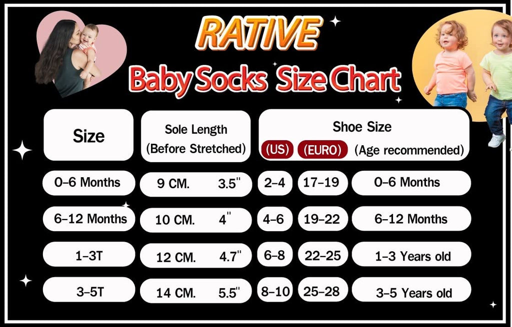 RATIVE Non Skid Anti Slip Cotton Dress Crew Socks With Grips For Baby Infant Toddler Kids Girls (12-pairs/RG-820726)