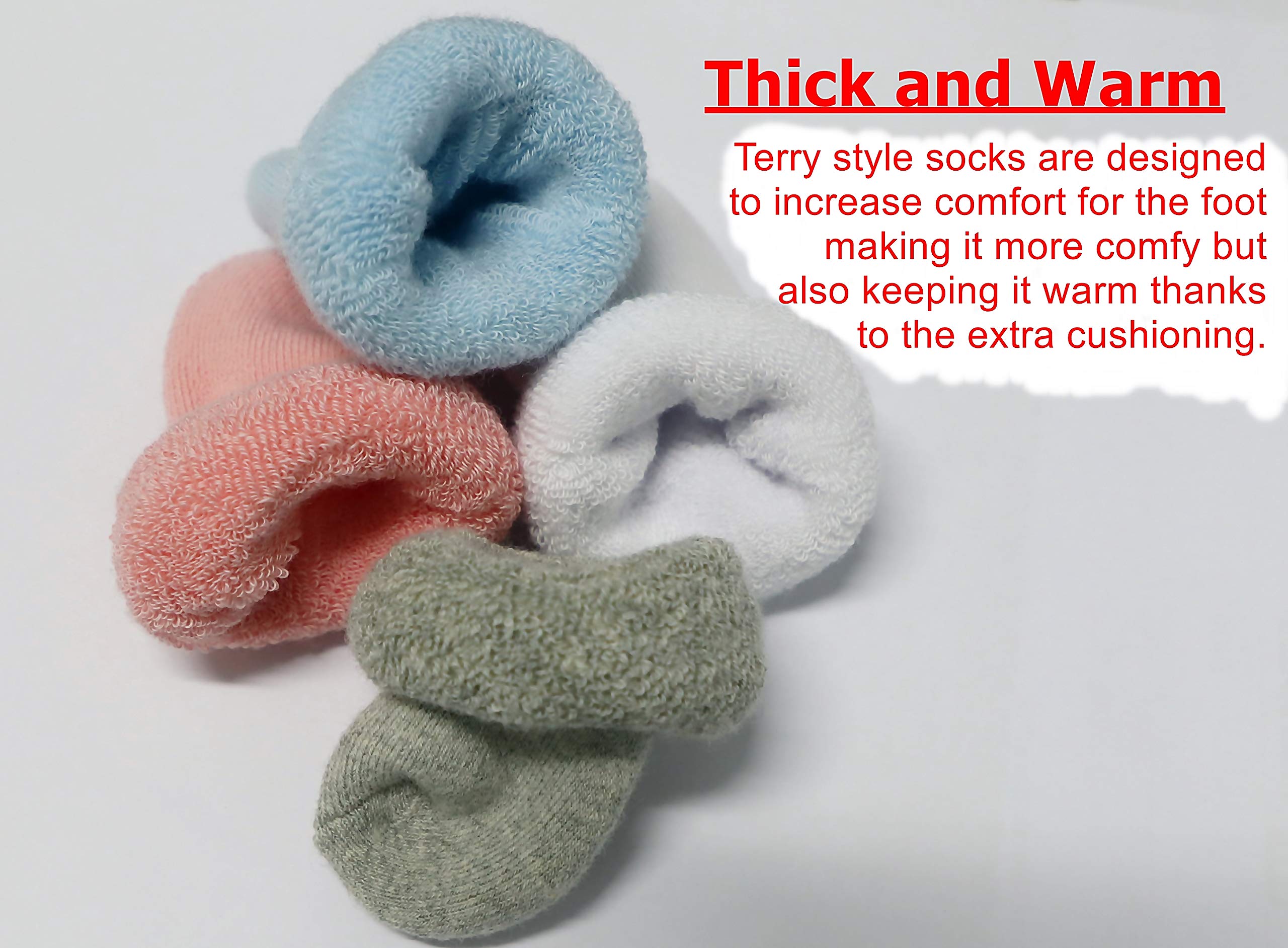 RATIVE Newborn Baby Socks 0-6,6-12 Months Terry Turn Cuff Socks for Boys Girls