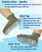 RATIVE Ankle Anti Slip Non Skid Organic Cotton Socks with Grips Grippers (12-Pairs/Vehicle)
