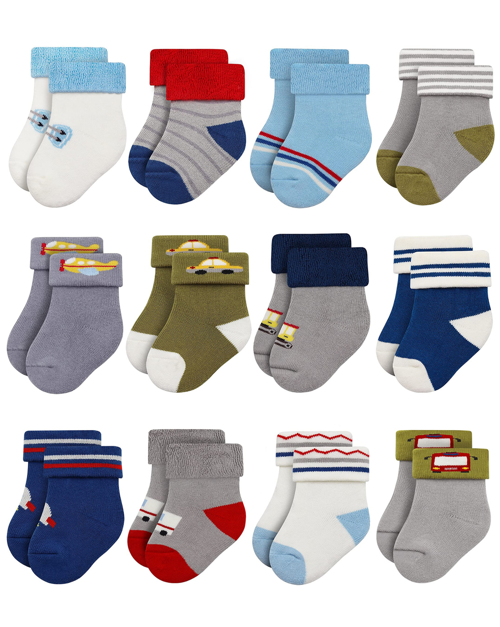 RATIVE Newborn Baby Socks 0-6,6-12 Months Terry Turn Cuff Socks for Boys Girls