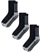 RATIVE Anti Slip Non Skid Slipper Hospital Crew Socks with grips for Adults Men Women (3 pairs-black)