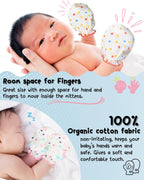 RATIVE Baby Mittens Newborn No Scratch Gloves, Organic Cotton Infant Mittens 0-6 Months, Soft Baby Gloves for Newborn Boy & Girl (6 pairs/white)