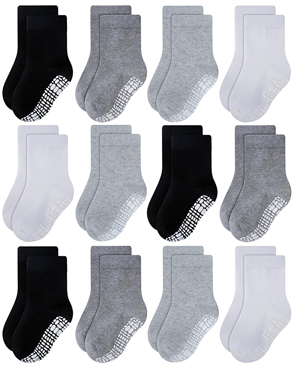 RATIVE Non Skid Anti Slip Cotton Crew Toddler Socks for Kids Boy Boys With Grip Grippers (RU-4CL)