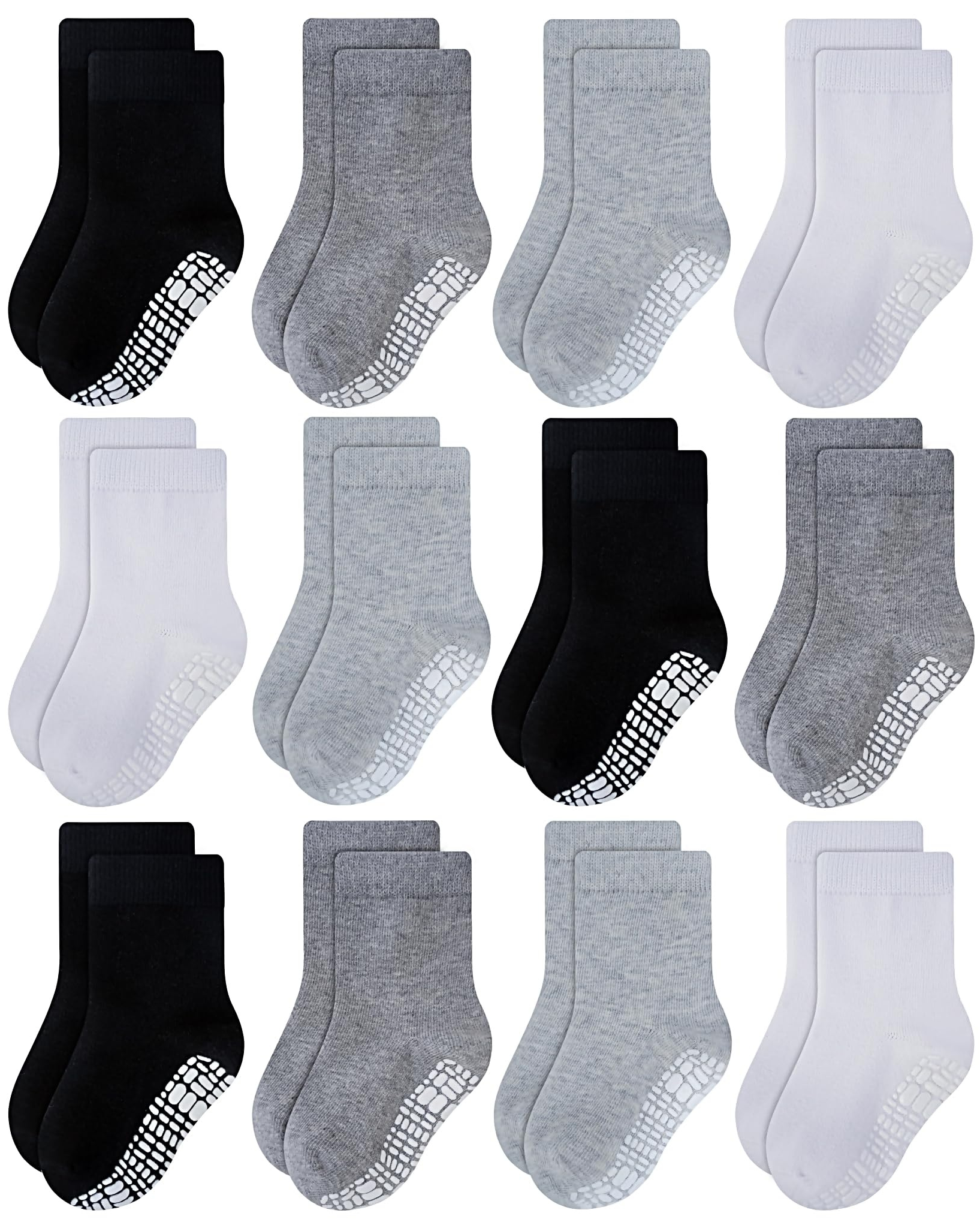 RATIVE Non Skid Anti Slip Cotton Crew Toddler Socks for Kids Boy Boys With Grip Grippers (RU-4CL)