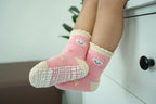 RATIVE Non Skid Anti Slip Cotton Dress Crew Socks with Grips for Baby Infant Toddler Kids Girls (RG-820821)