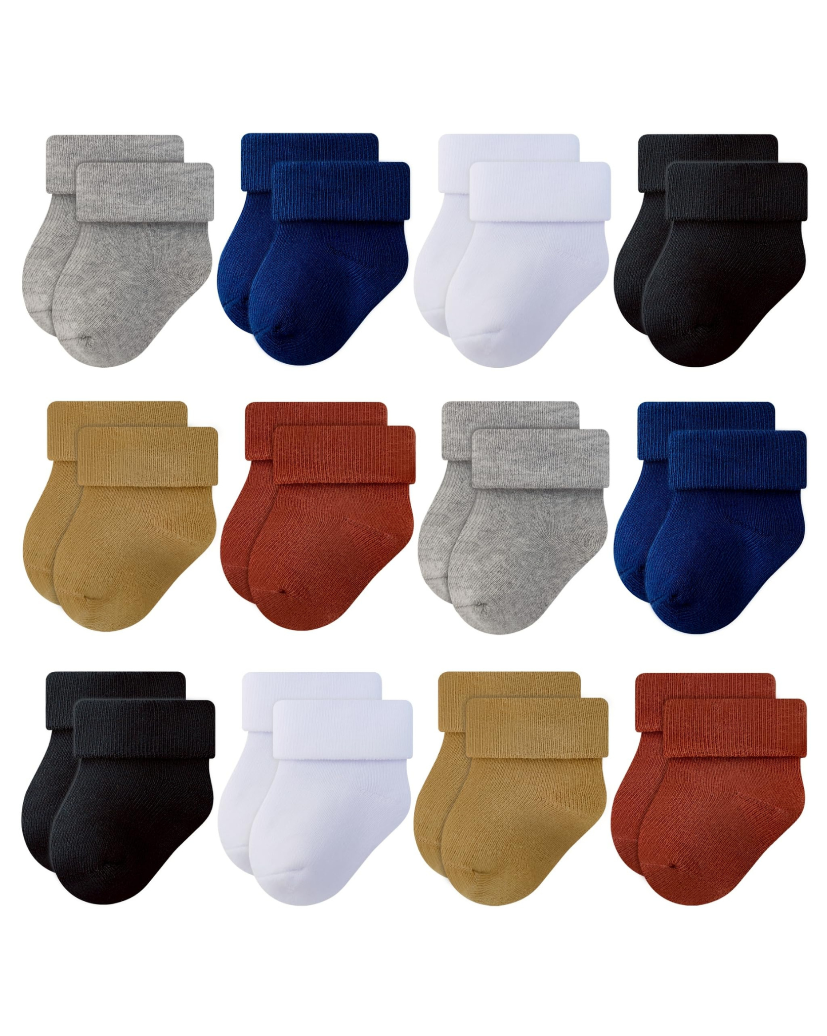 RATIVE Newborn Baby Socks 0-6,6-12 Months Terry Turn Cuff Socks for Boys Girls