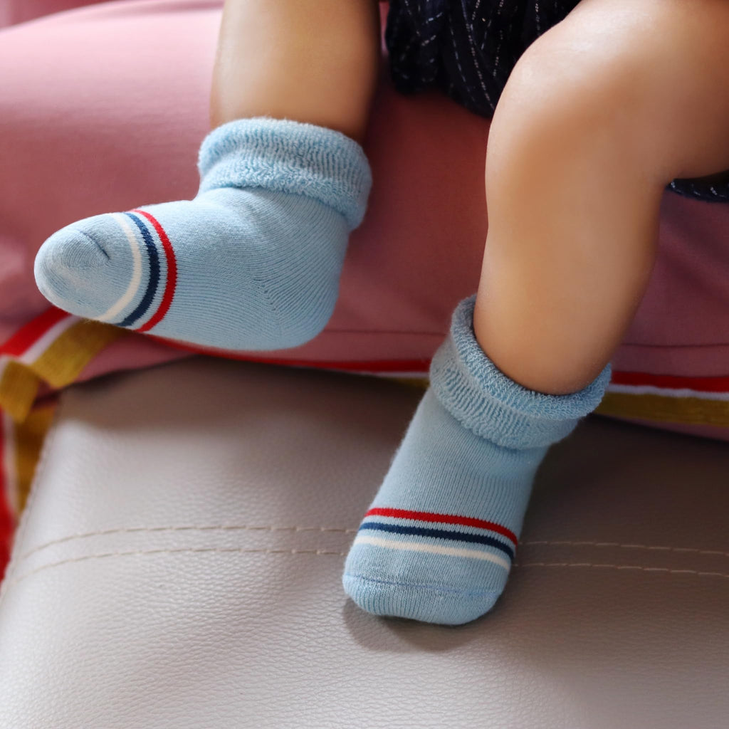 RATIVE Newborn Baby Socks 0-6,6-12 Months Terry Turn Cuff Socks for Boys Girls