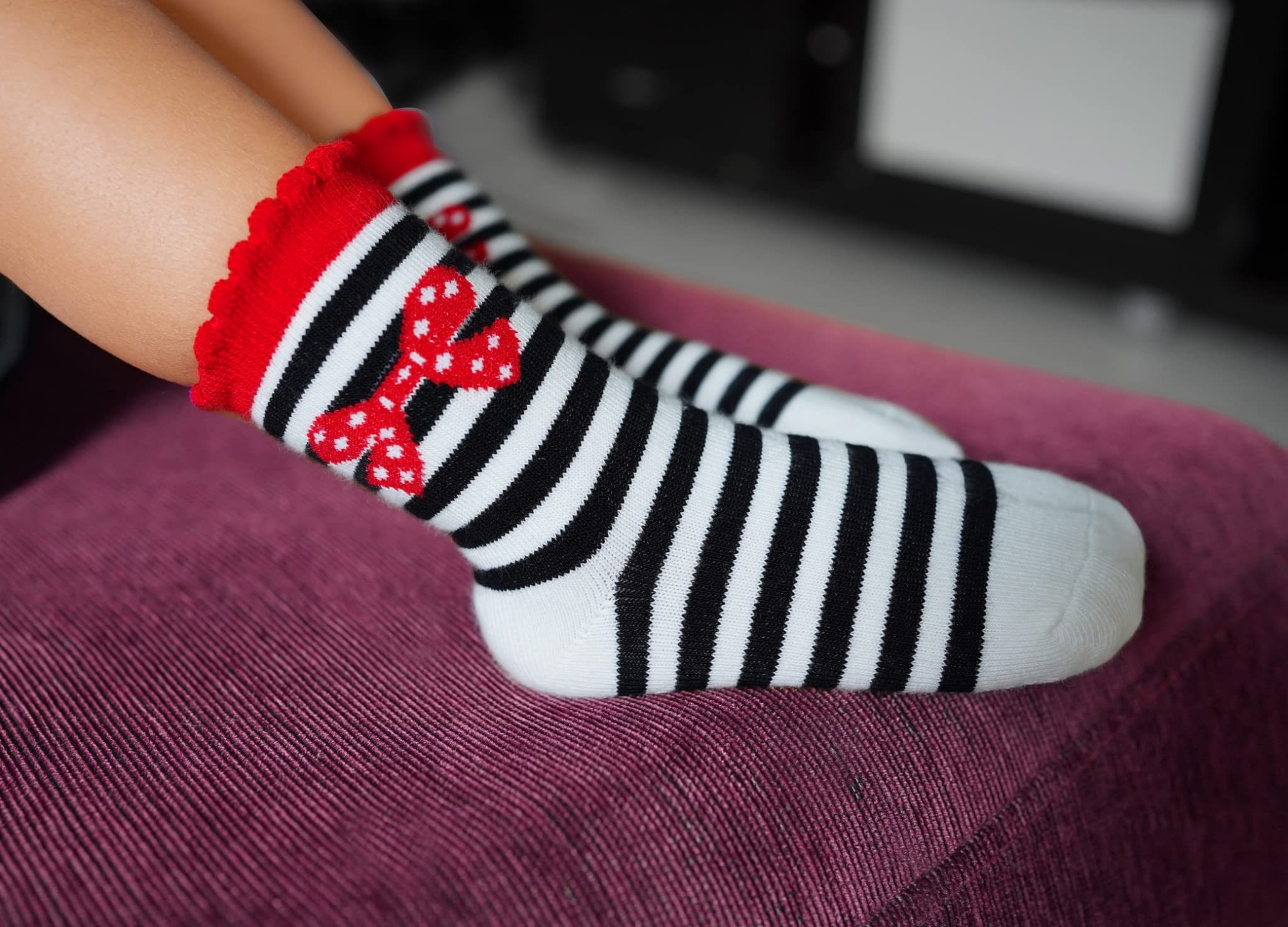 RATIVE Non Skid Anti Slip Cotton Dress Crew Socks With Grips For Baby Infant Toddler Kids Girls (RG-726727)