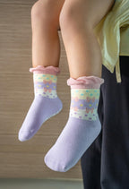 RATIVE Non Skid Anti Slip Cotton Dress Crew Socks with Grips for Baby Infant Toddler Kids Girls (RG-820821)
