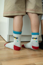 RATIVE Non Skid Anti Slip Slipper Cotton Crew Dress Socks With Grips for Baby Toddlers Kids Boys (12-pairs/RB-71112)