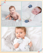 RATIVE Baby Mittens Newborn No Scratch Gloves, Organic Cotton Infant Mittens 0-6 Months, Soft Baby Gloves for Newborn Boy & Girl (6 Pairs/MB-67)