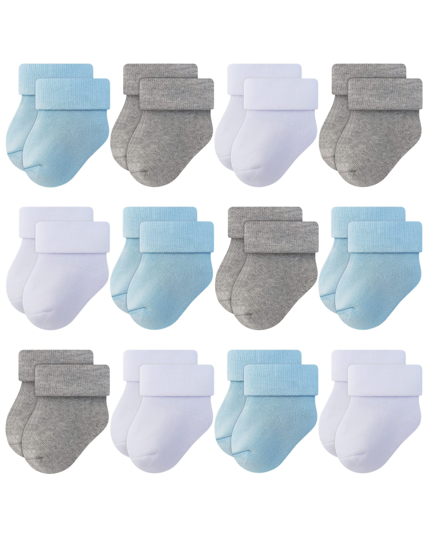 RATIVE Newborn Baby Socks 0-6,6-12 Months Terry Turn Cuff Socks for Boys Girls