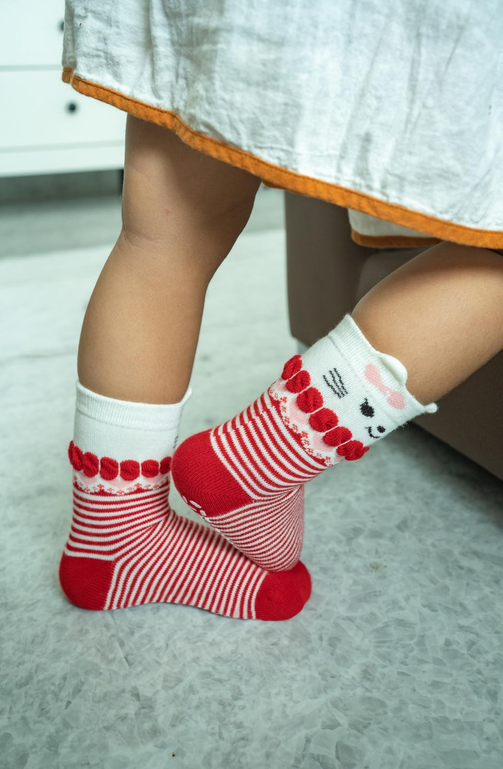 RATIVE Non Skid Anti Slip Cotton Dress Crew Socks With Grips For Baby Infant Toddler Kids Girls (12-pairs/RG-820726)