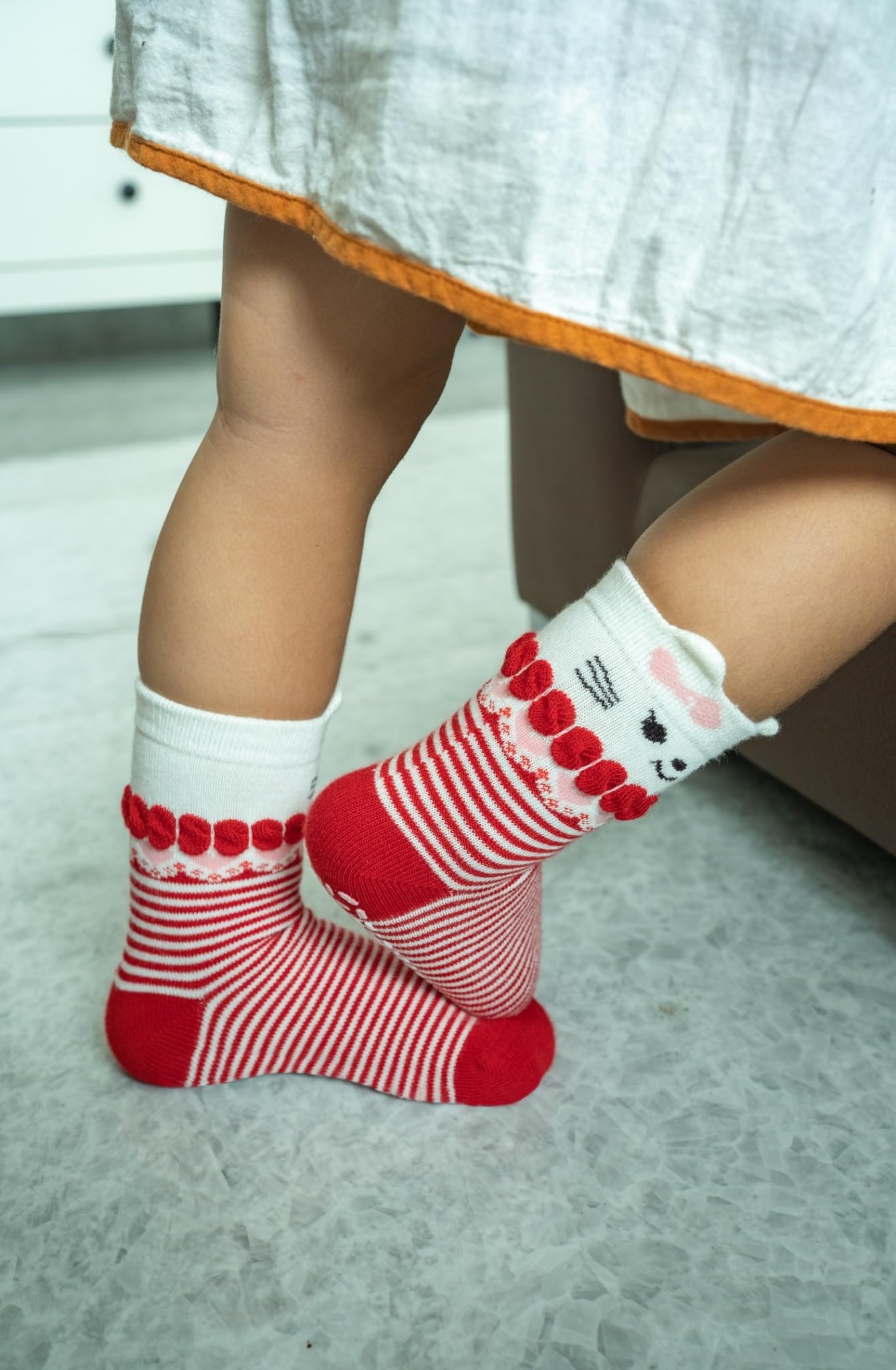 RATIVE Non Skid Anti Slip Cotton Dress Crew Socks With Grips For Baby Infant Toddler Kids Girls (12-pairs/RG-820726)