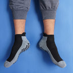 RATIVE Anti Slip Non Skid Ankle and Crew Socks with Grippers for Men Women (3-Pairs/Black)