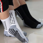 RATIVE Anti Slip Non Skid Slipper Hospital Crew Socks with grips for Adults Men Women (3 pairs-white)