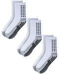 RATIVE Anti Slip Non Skid Slipper Hospital Crew Socks with grips for Adults Men Women (3 pairs-white)