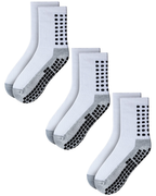 RATIVE Anti Slip Non Skid Slipper Hospital Crew Socks with grips for Adults Men Women (3 pairs-white)
